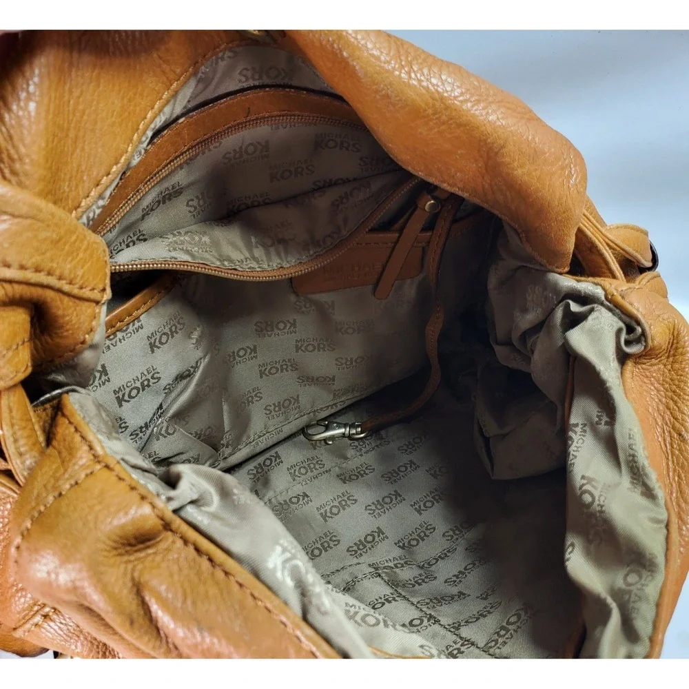 Michael Kors Rust Brown Multi‎ Pocket Pebbled Leather Shoulder Bag Y2K Hobo